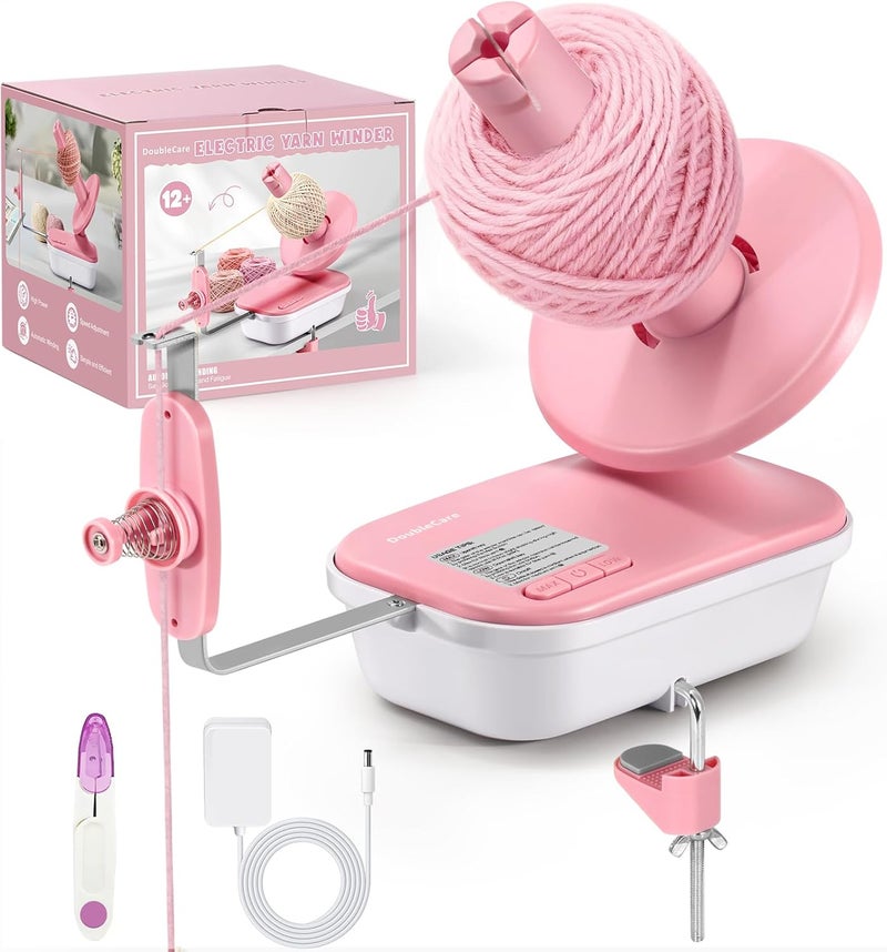 DoubleCare Electric Yarn Winder, 2026 Upgrade High-Speed Automatic Yarn Ball Winder with 3 Adjustable Gears, 4-10oz Large Capacity Yarn Spinner for Knitting & Crocheting, Pink Gift for Craft Lovers - Image 1